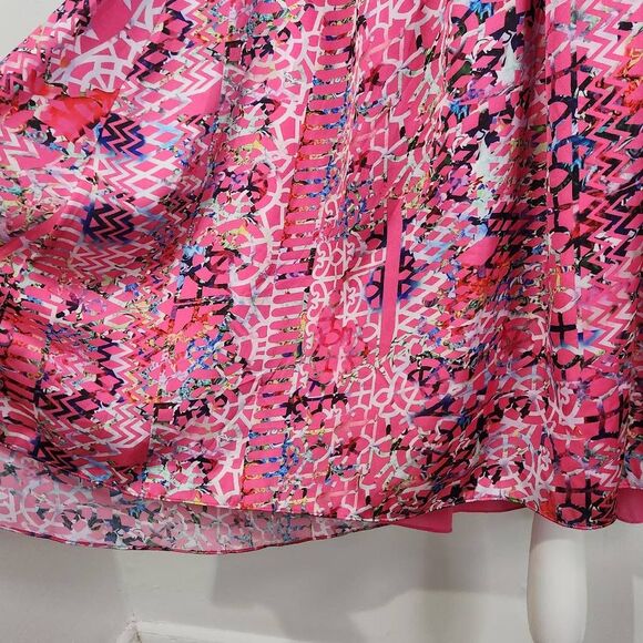 Cynthia Rowley Pink Fit and Flare High Low Dress Size 10 Wedding Guest Dress - Picture 5 of 10